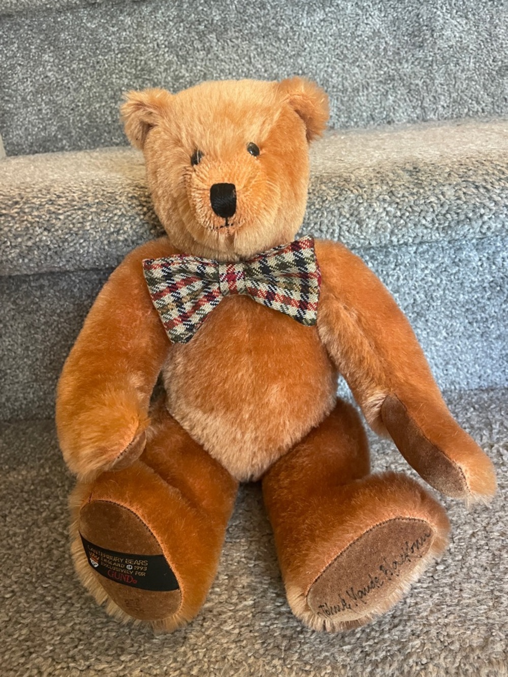 Vtg Gund Canterbury Bears 12” Teddy Bear Brandy Limited Edition signed